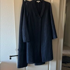 Georgio Armani Elegant Navy Long Coat and pant Suit